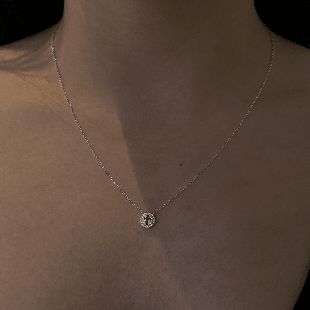 HALO CROSS SPARK NECKLACE - COLLARES - Malandra Jewelry - FBC502-1ECL0060-1RP-2