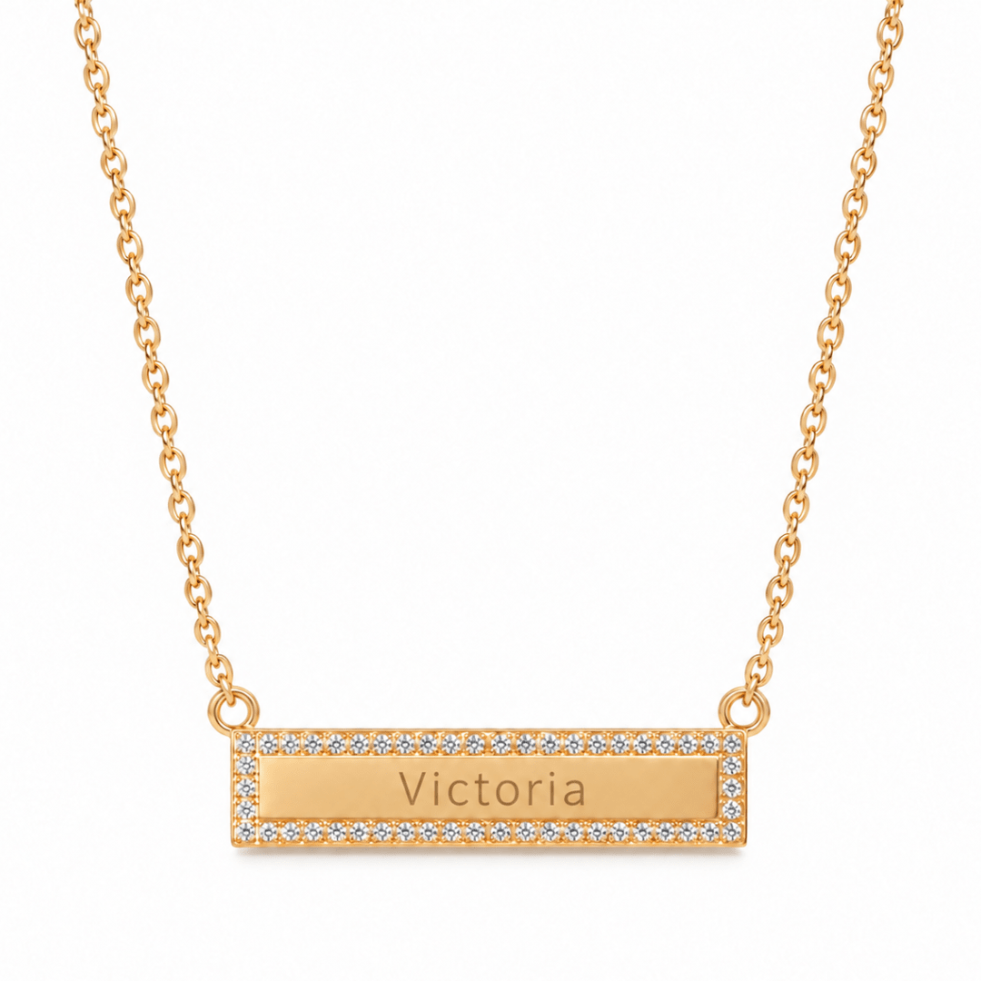 HALO CUSTOM PLAQUE NECKLACE - COLLARES GRABADOS - Malandra Jewelry - LJC5-JT-NB2960