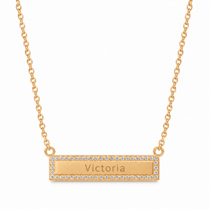 HALO CUSTOM PLAQUE NECKLACE - COLLARES GRABADOS - Malandra Jewelry - LJC5-JT-NB2960