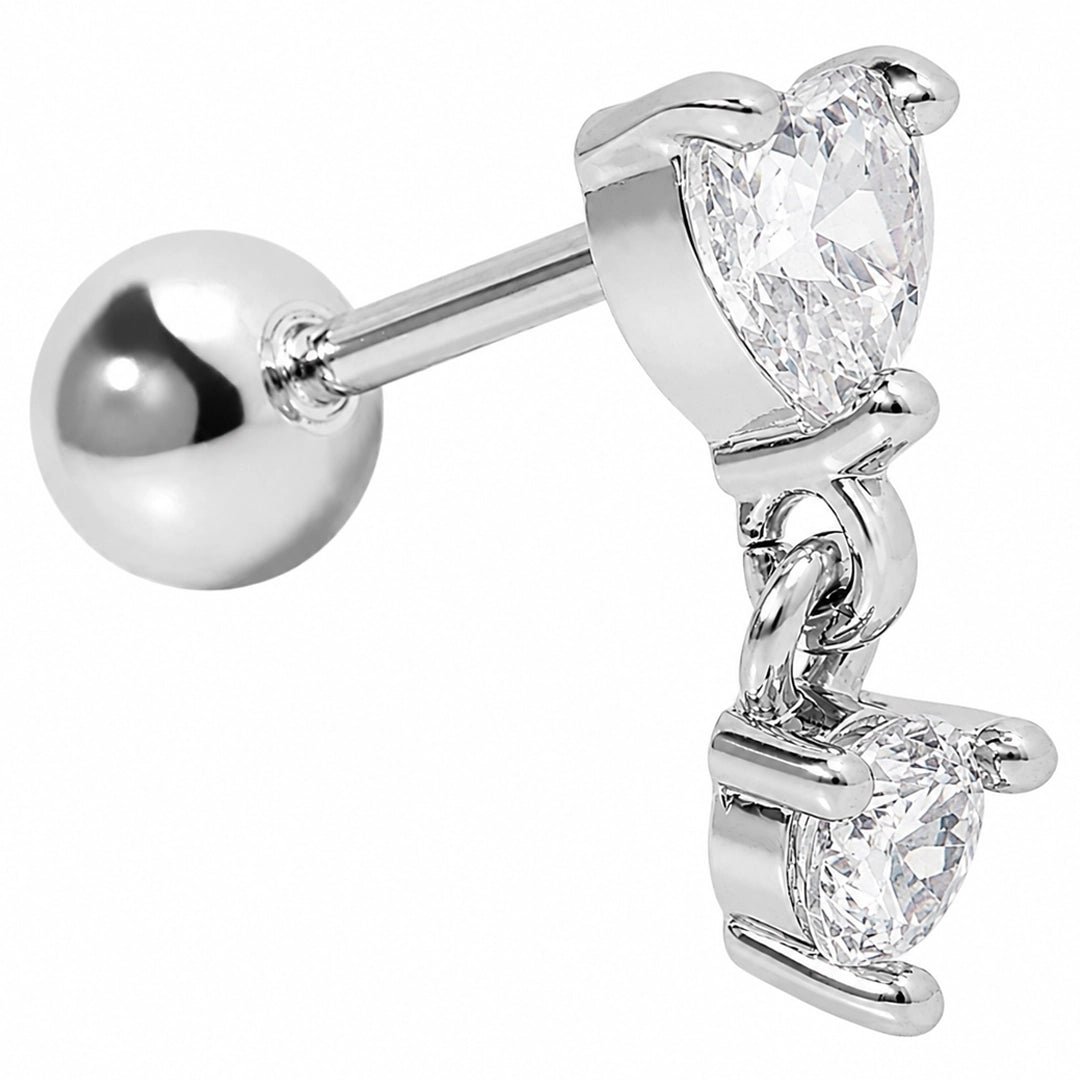 HEART DROP SILVER PIERCING - ARETES - Malandra Jewelry - ZTA22.P-EGD0140