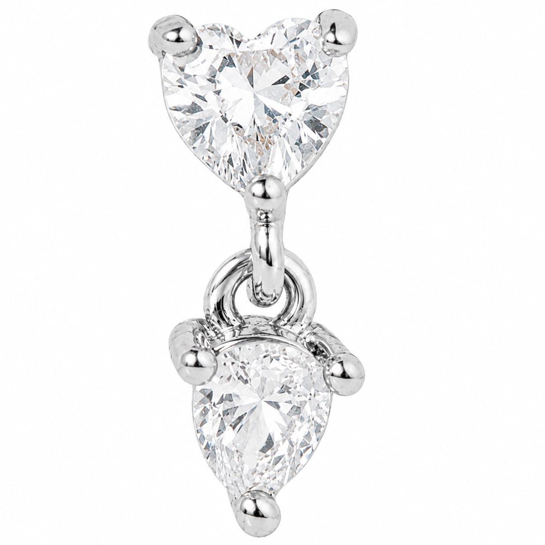 HEART DROP SILVER PIERCING - ARETES - Malandra Jewelry - ZTA22.P-EGD0140