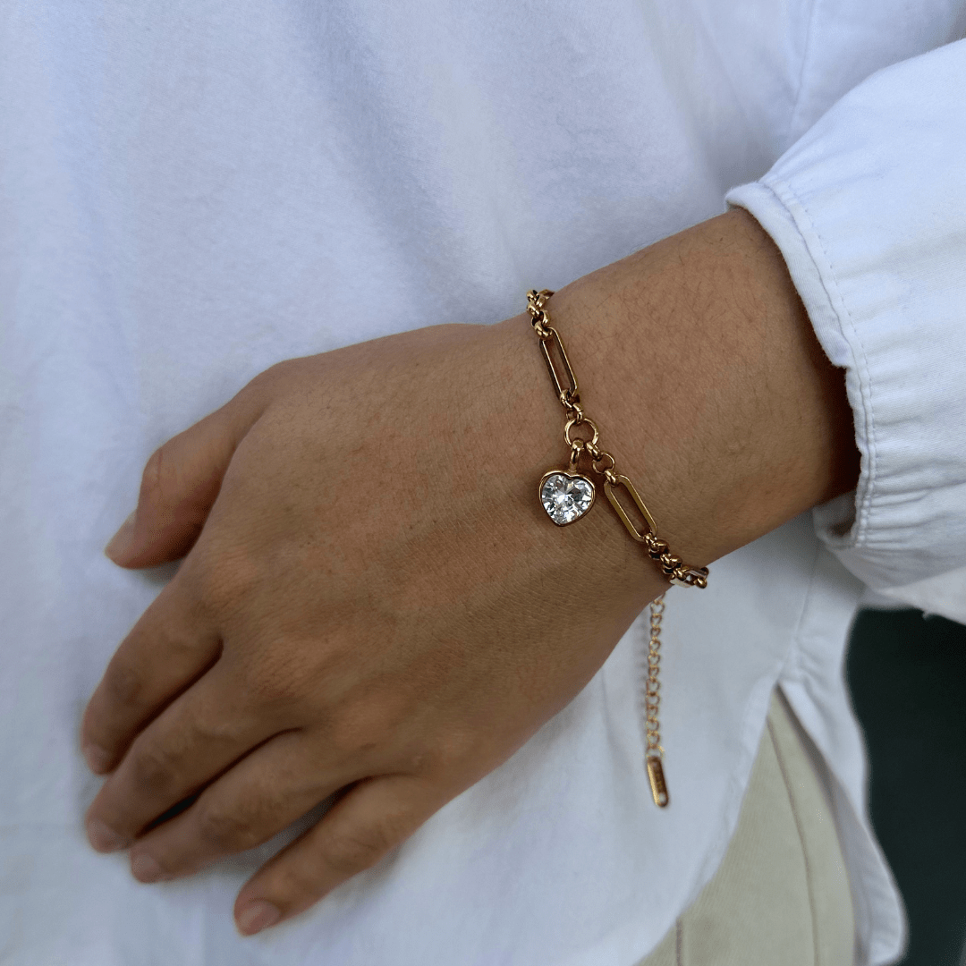 HEART LUX LINK BRACELET - PULSERAS - Malandra Jewelry - EUWP416-JDB0312201-1