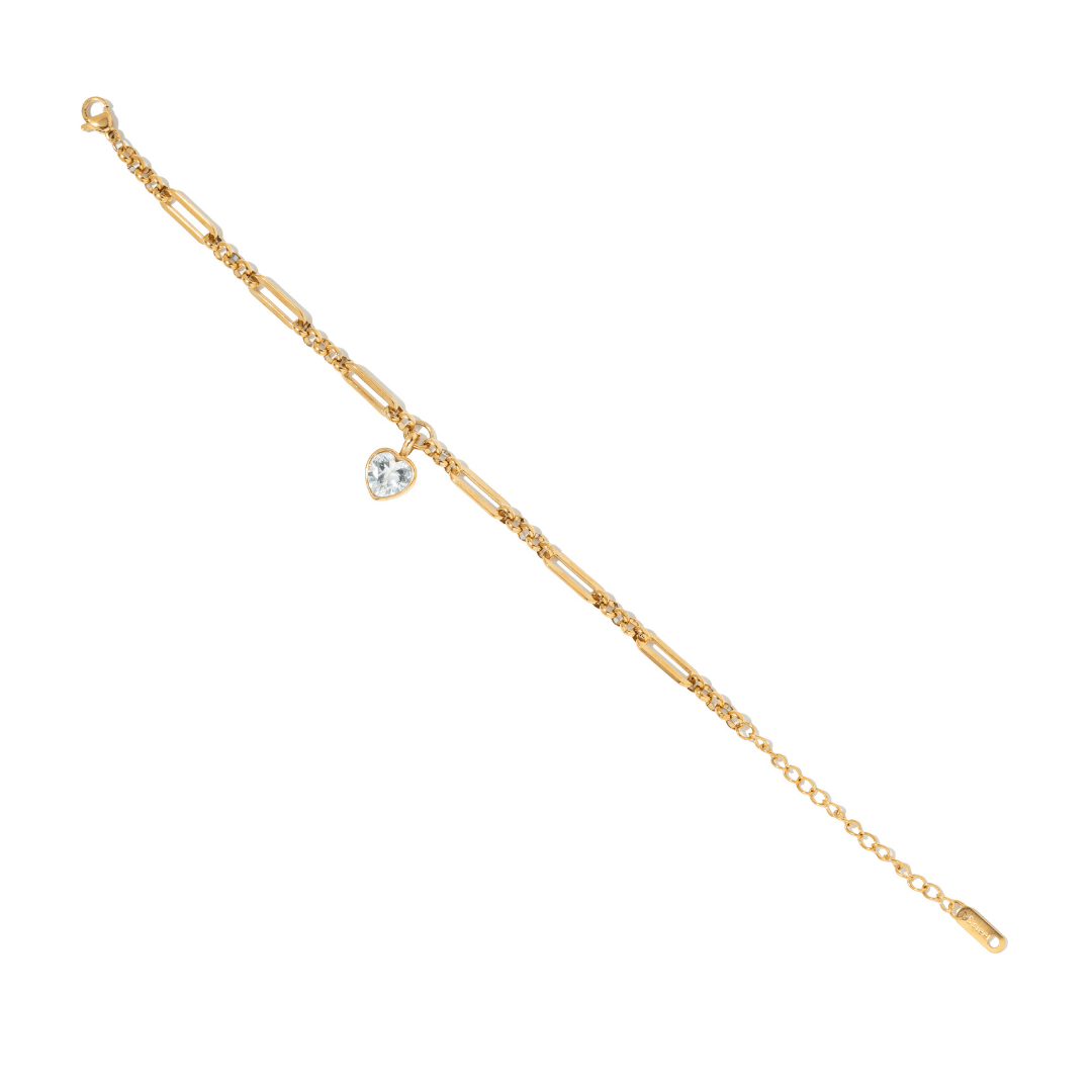 HEART LUX LINK BRACELET - PULSERAS - Malandra Jewelry - EUWP416-JDB0312201-1