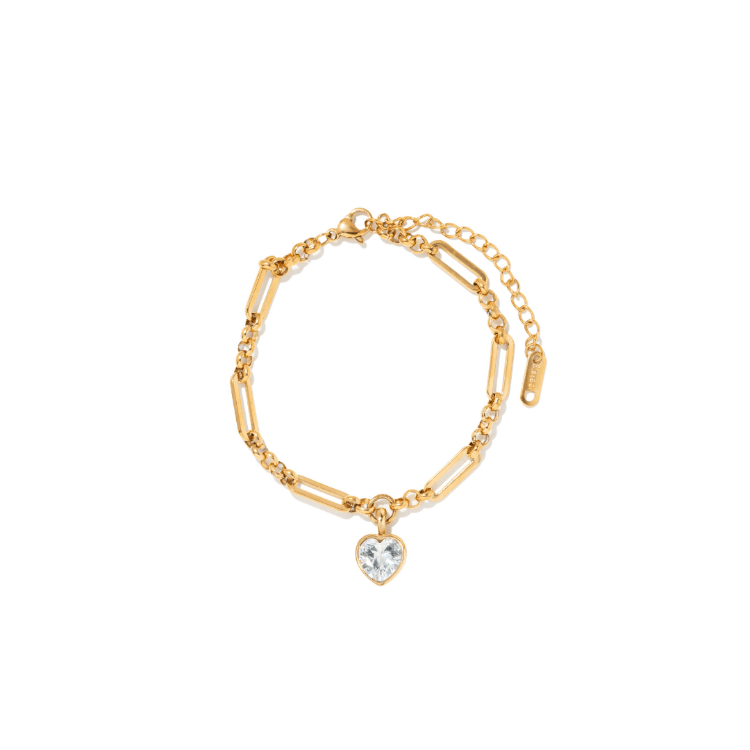 HEART LUX LINK BRACELET - PULSERAS - Malandra Jewelry - EUWP416-JDB0312201-1