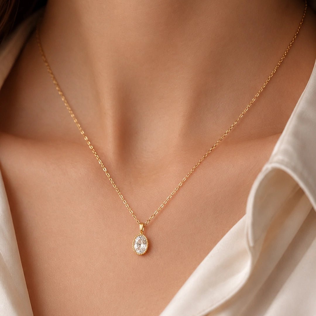 HEIRLOOM OVAL NECKLACE - COLLARES - Malandra Jewelry - EOBC19-xl764
