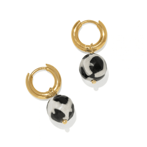 Holstein Agate Hoops - ARETES - Malandra Jewelry - TA2740