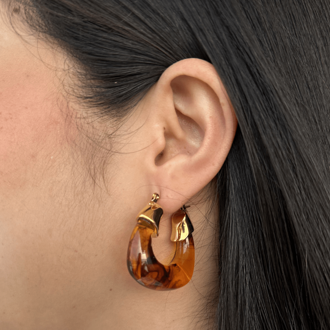 HONEY CHUNKY HOOPS - ARETES - Malandra Jewelry - EUWA440-JDE0307032-BR