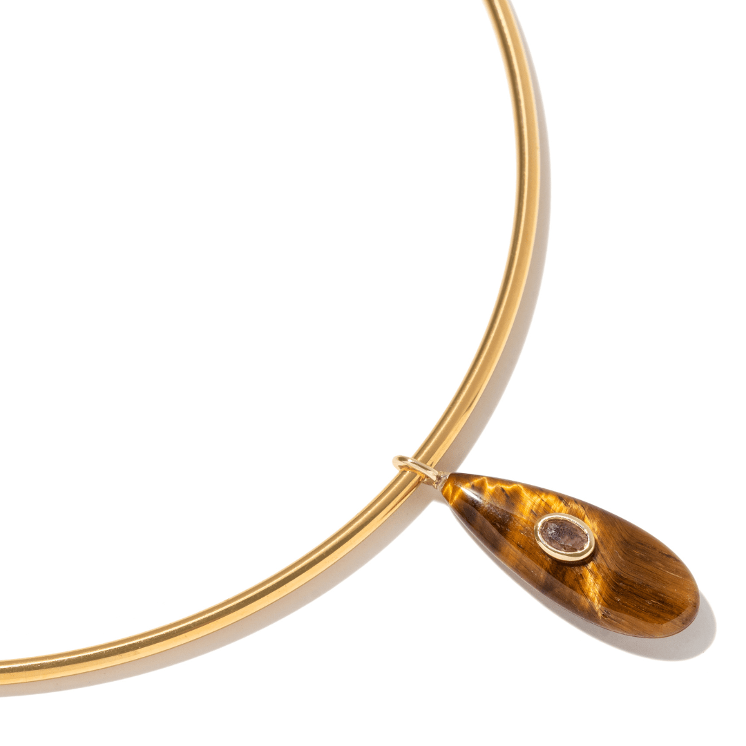 HONEY TIGER EYE GAIA CHOKER - COLLARES - Malandra Jewelry - TC2510
