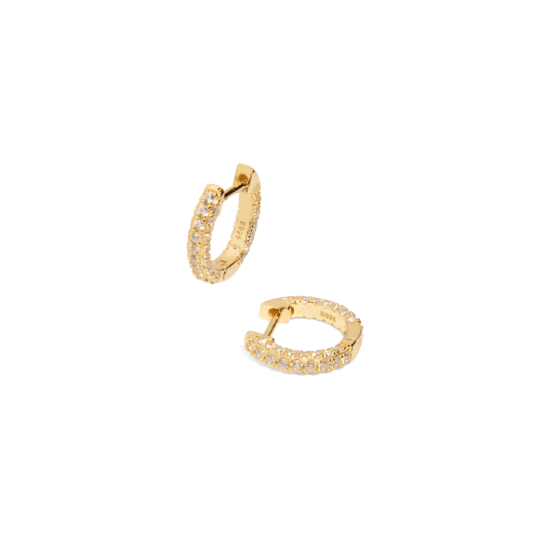 HUGGIES DORADAS TIRA DE CIRCONIAS - ARETES - Malandra Jewelry - ERA93 - 60238021402C