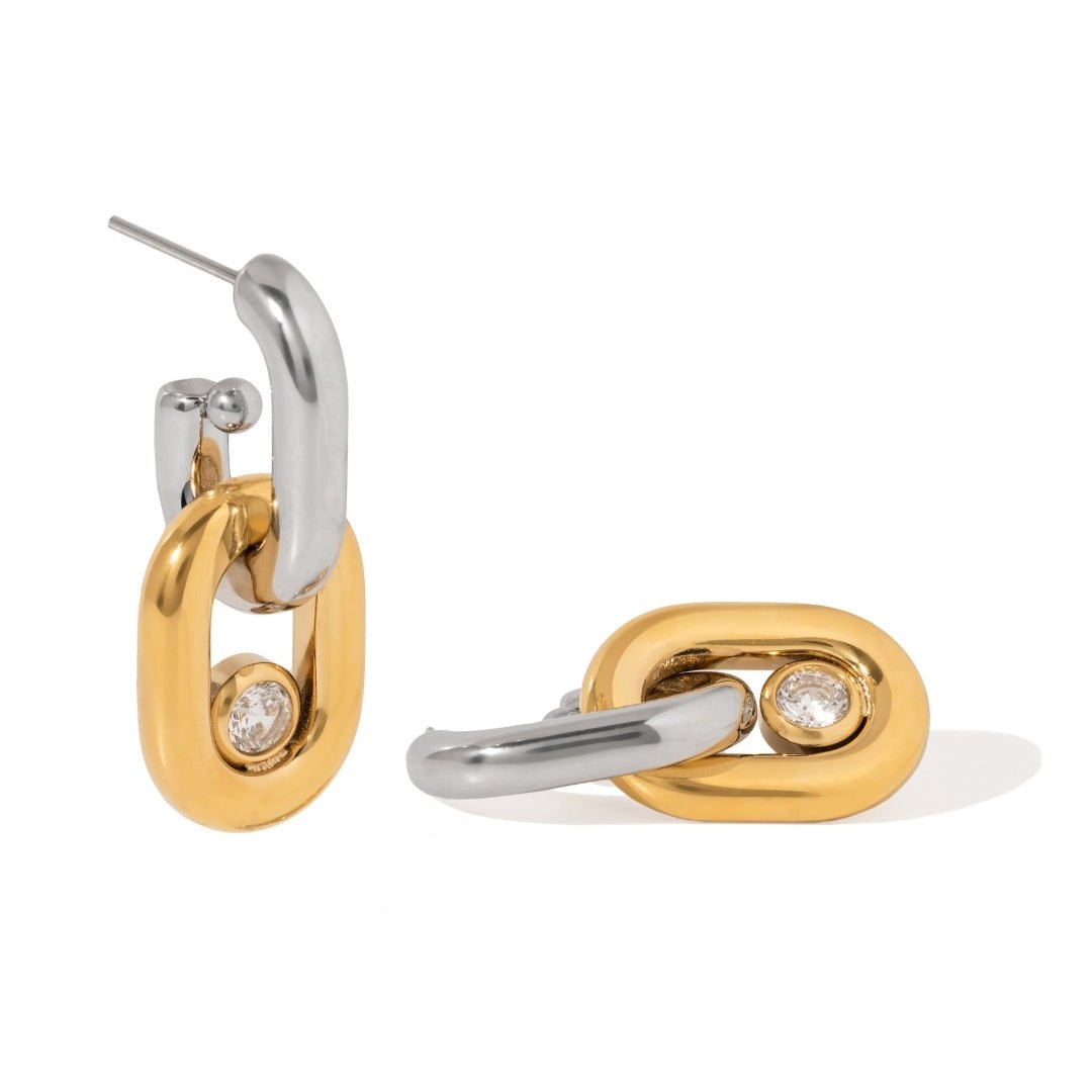 ICONIC SILVER & GOLD EARRINGS - ARETES - Malandra Jewelry - EUWA528-JDE0103338-PS