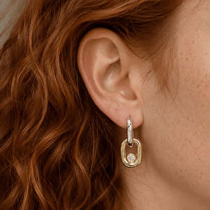 ICONIC SILVER & GOLD EARRINGS - ARETES - Malandra Jewelry - EUWA528-JDE0103338-PS