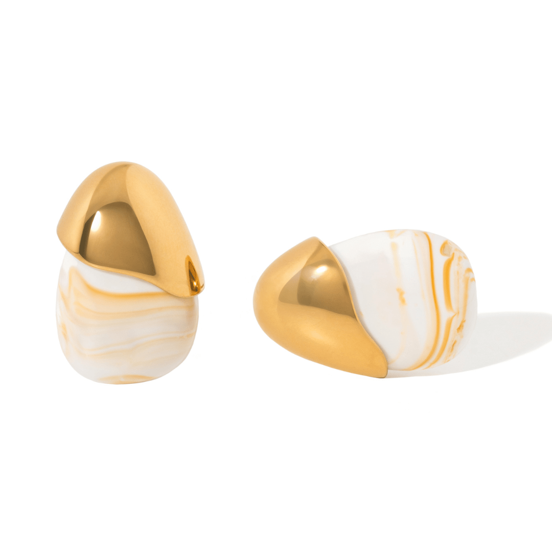 IVORY MARBLE EARRINGS - ARETES - Malandra Jewelry - EUWA572-JDE0104311-WT
