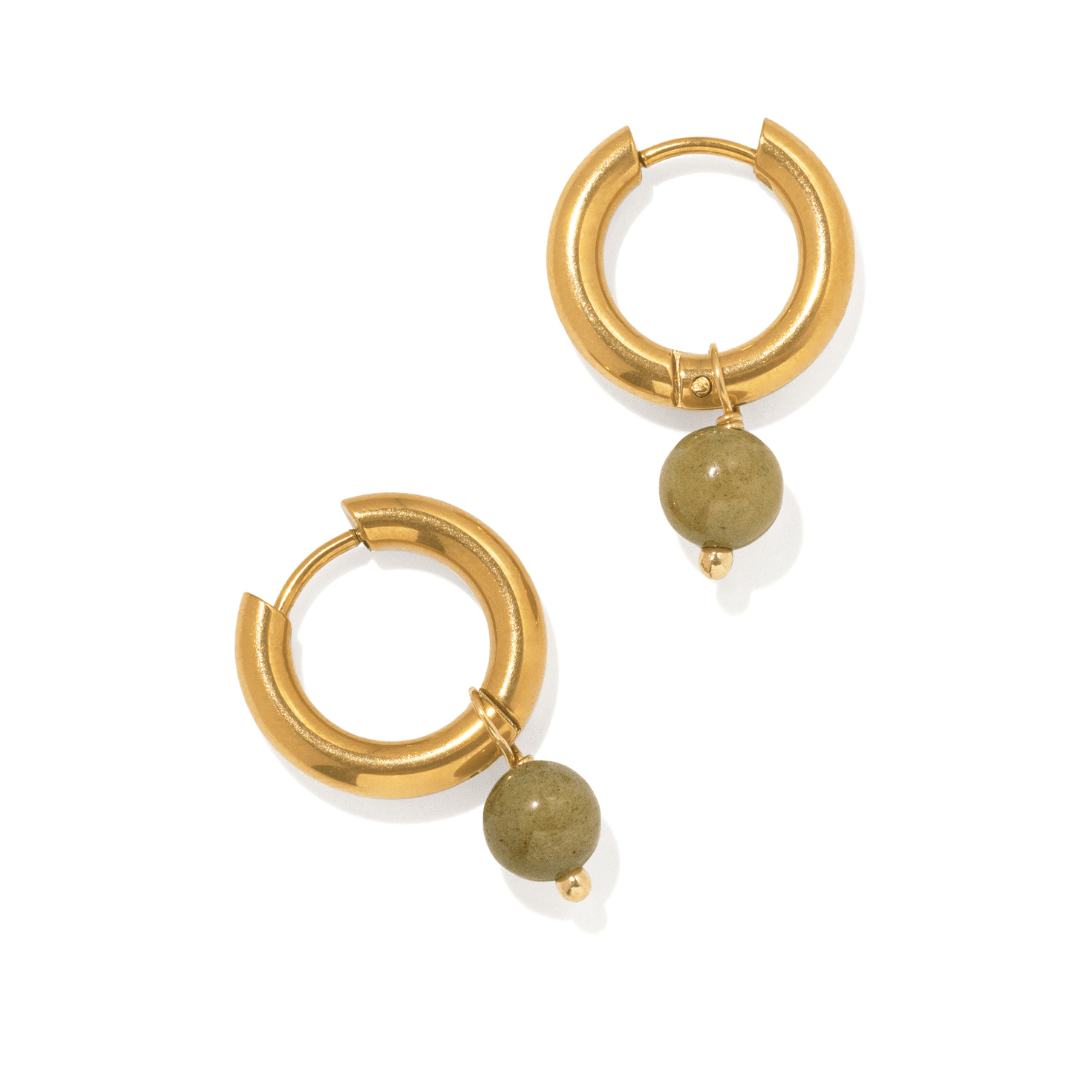 Kale Jade Hoops - ARETES - Malandra Jewelry - TA2767