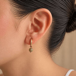 Kale Jade Hoops - ARETES - Malandra Jewelry - TA2767