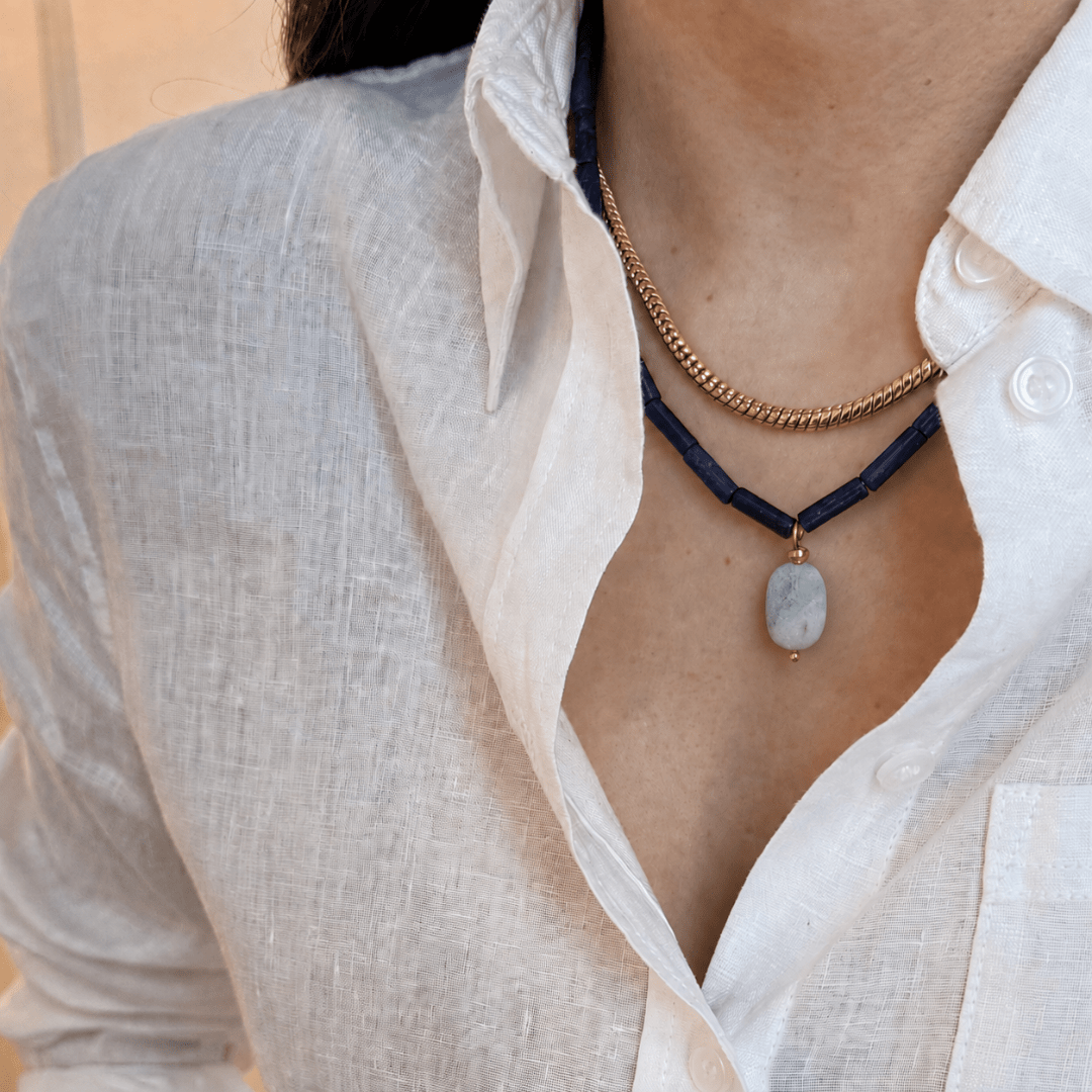 LAPISLÁZULI AGATE TERRA NECKLACE - COLLARES - Malandra Jewelry - TC2072