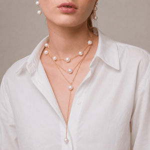 LARIAT PEARL DOTS NECKLACE - COLLARES - Malandra Jewelry - TC2084