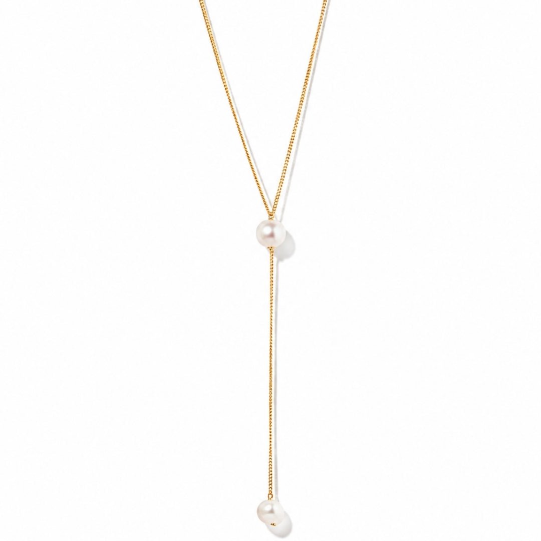 LARIAT PEARL DOTS NECKLACE - COLLARES - Malandra Jewelry - TC2084