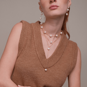 LARIAT PEARL DOTS NECKLACE - COLLARES - Malandra Jewelry - TC2084