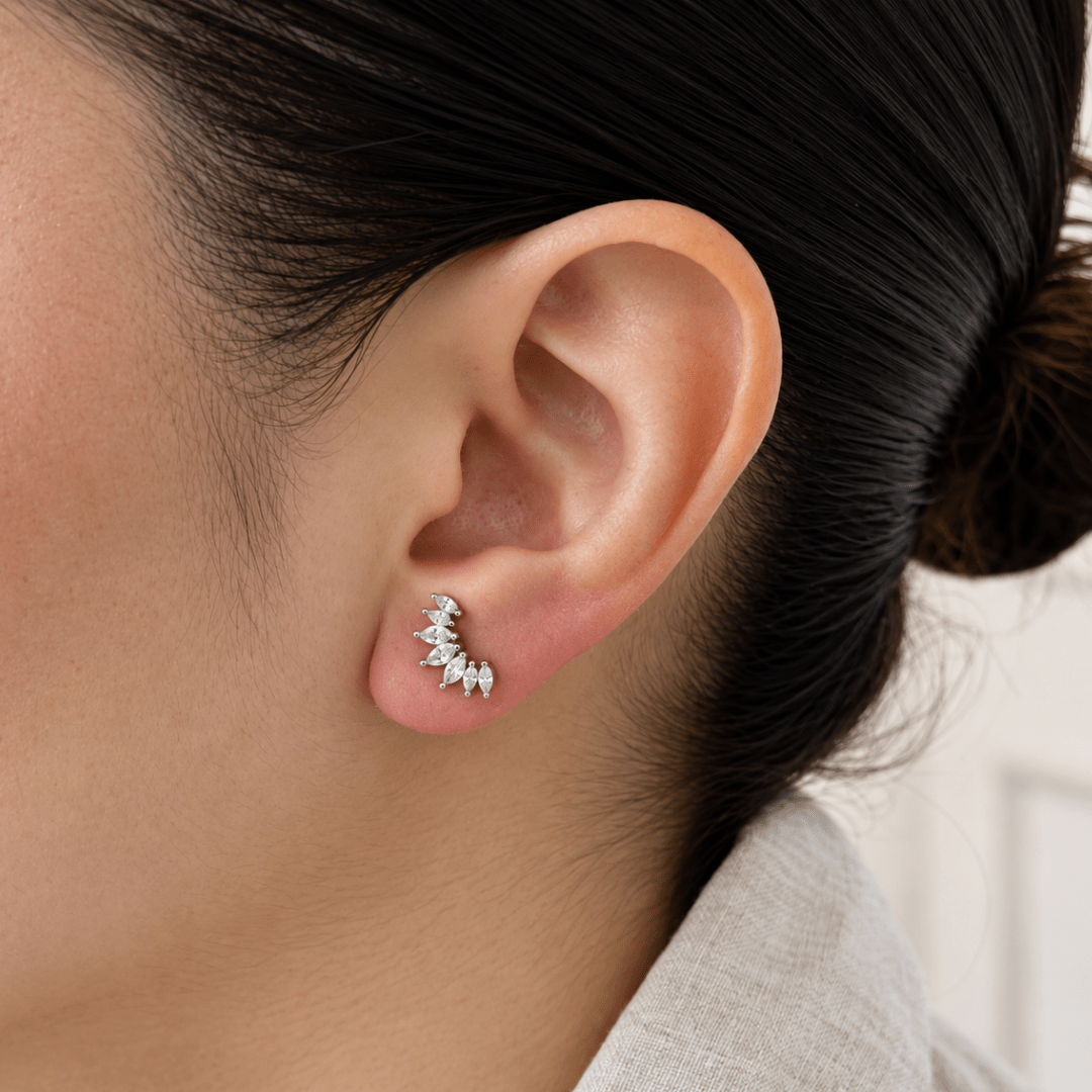 Laurel Crown Silver Piercing - ARETES - Malandra Jewelry - ZTA46.P-EGD2433K