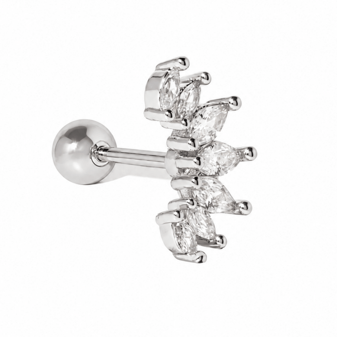 Laurel Crown Silver Piercing - ARETES - Malandra Jewelry - ZTA46.P-EGD2433K