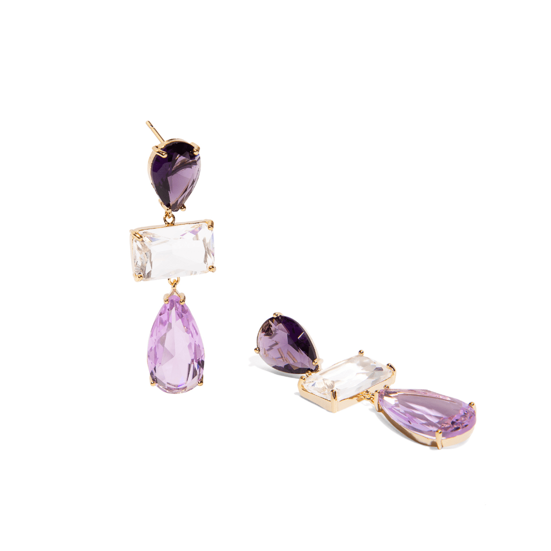 LAVENDER DROP CRYSTAL EARRINGS - ARETES - Malandra Jewelry - ZSA6 - A17697Y