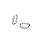LINK OVAL PAVE SILVER HUGGIES - ARETES - Malandra Jewelry - ICA442.P