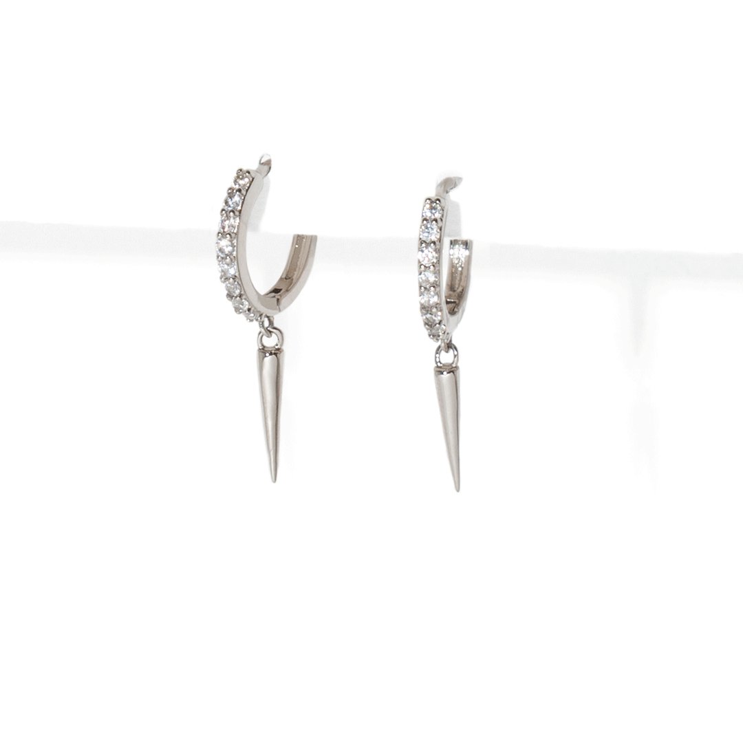 LONG PENDULUM SILVER HUGGIES - ARETES - Malandra Jewelry - EA5915.P - 10201776000A