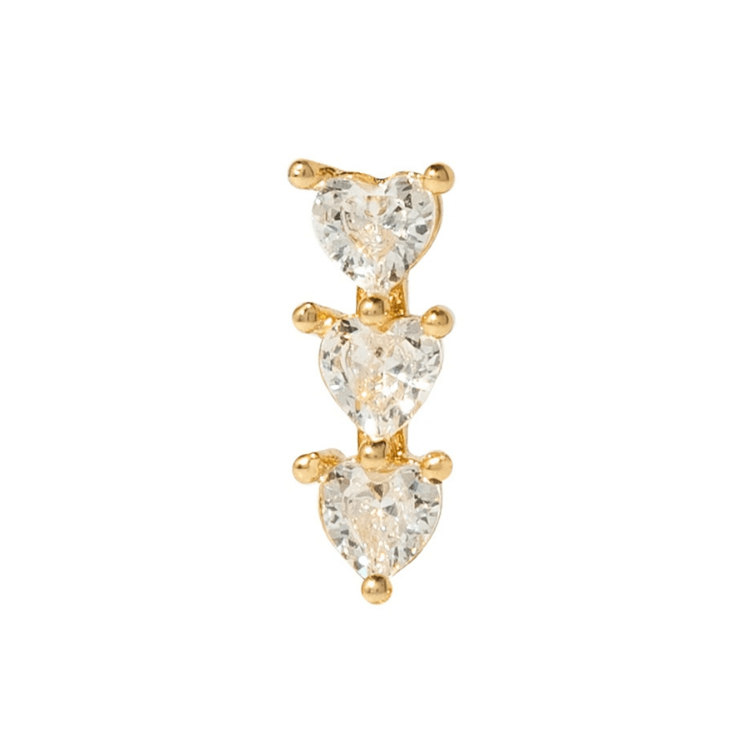 Lovely Hearts Gold Piercing - ARETES - Malandra Jewelry - ZTA43-EGD2183