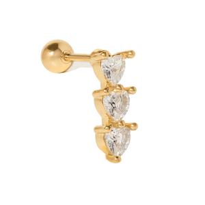 Lovely Hearts Gold Piercing - ARETES - Malandra Jewelry - ZTA43-EGD2183