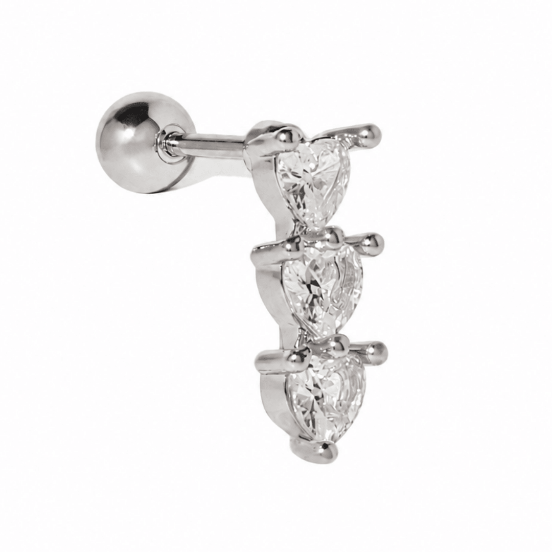 Lovely Hearts Silver Piercing - ARETES - Malandra Jewelry - ZTA43.P-EGD2183K