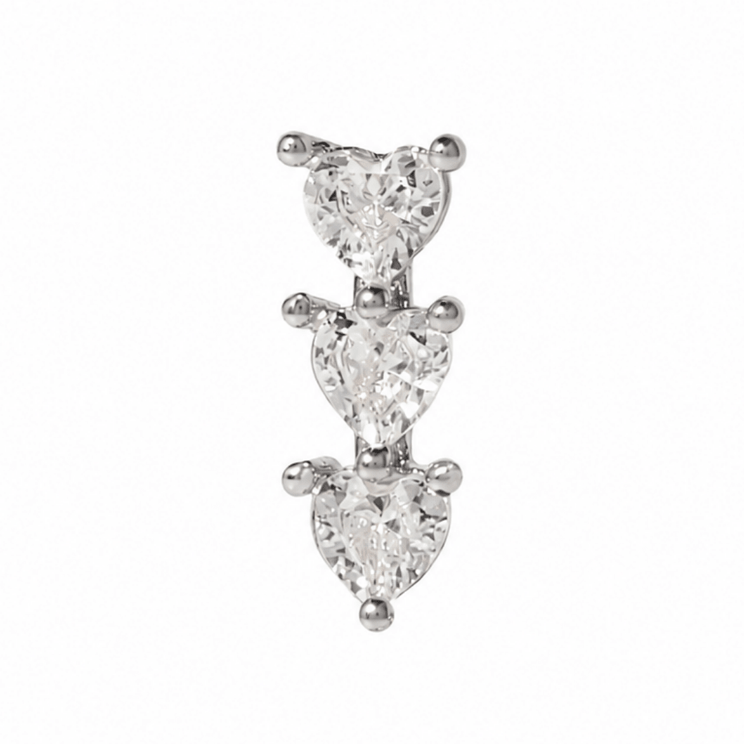 Lovely Hearts Silver Piercing - ARETES - Malandra Jewelry - ZTA43.P-EGD2183K