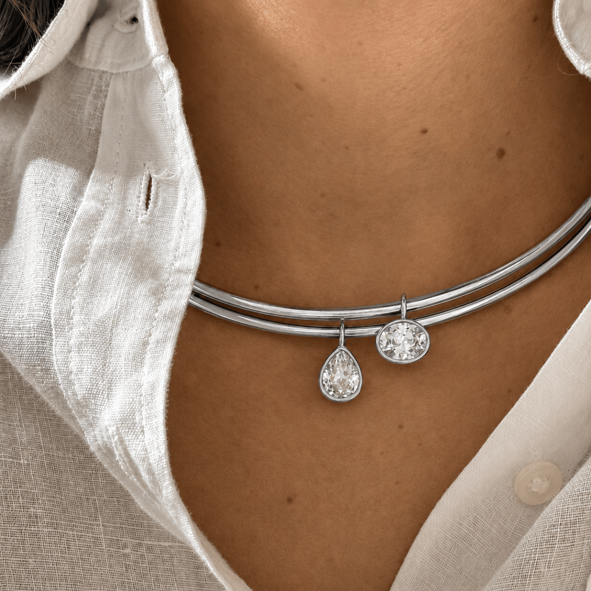LUMINA DROP SILVER CHOKER - COLLARES - Malandra Jewelry - EUWC391.P-JDN0112242-4