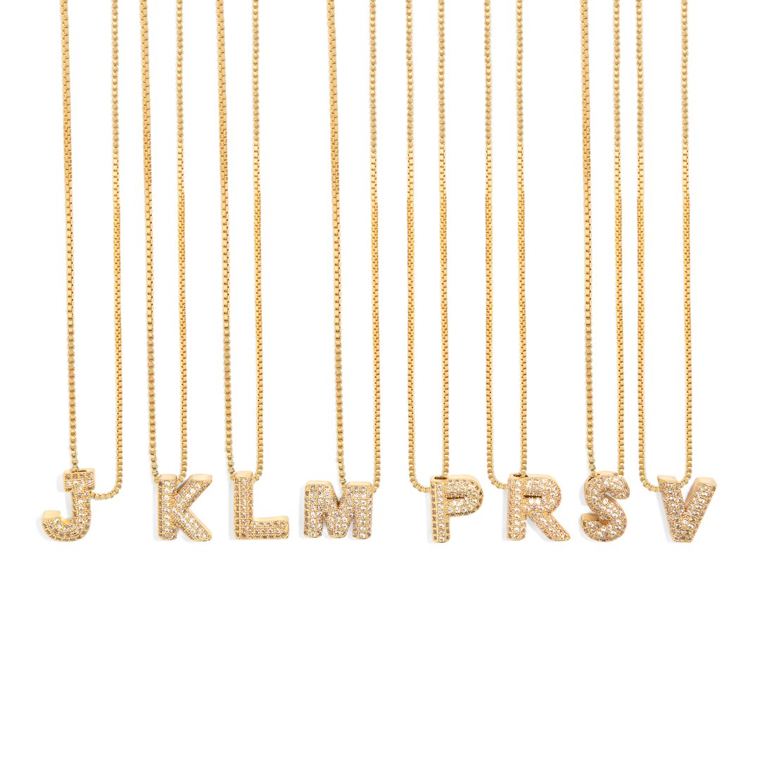 LUMINOUS GOLDEN LETTER NECKLACE - COLLARES - Malandra Jewelry - XIC17.A - MN3186 - AG