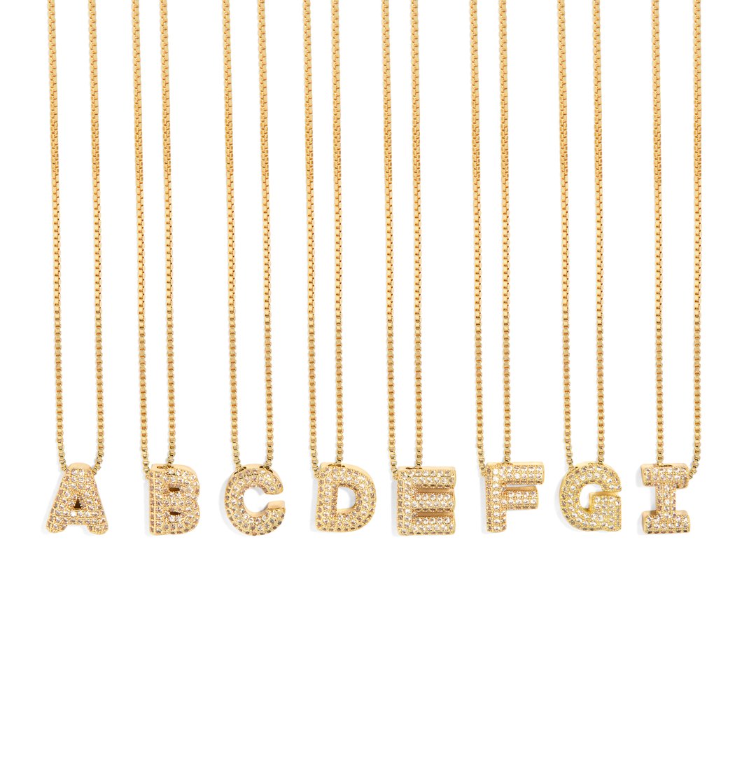 LUMINOUS GOLDEN LETTER NECKLACE - COLLARES - Malandra Jewelry - XIC17.A - MN3186 - AG
