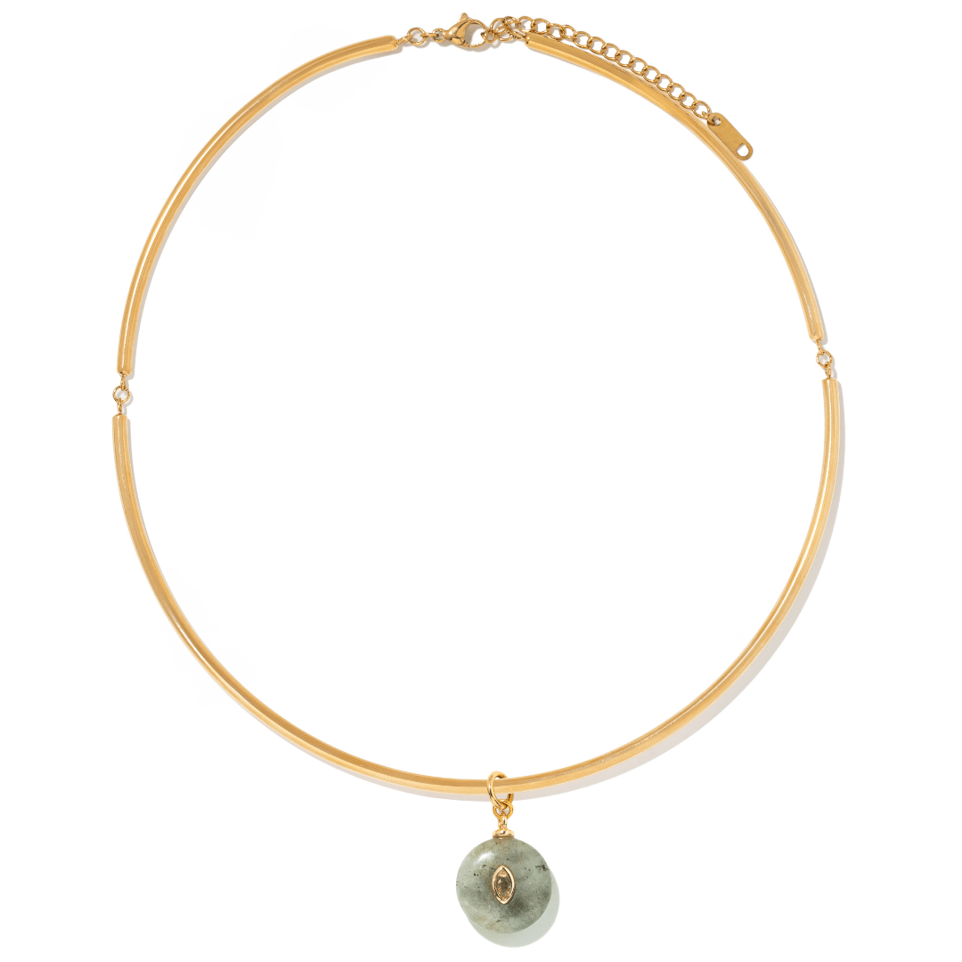 LUMINOUS LABRADORITE GAIA CHOKER - COLLARES - Malandra Jewelry - TC2428