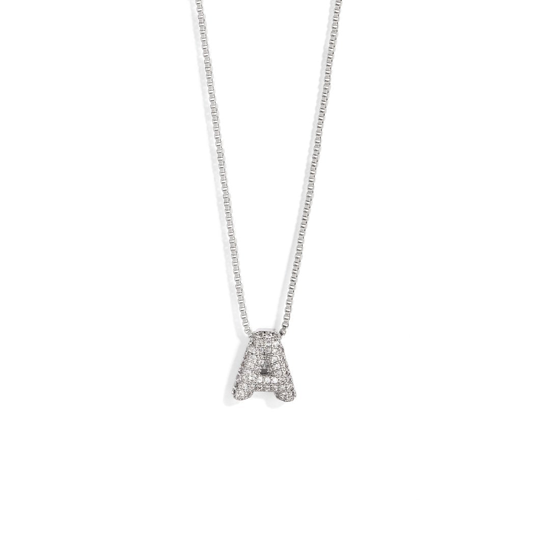 LUMINOUS SILVER LETTER NECKLACE - COLLARES - Malandra Jewelry - XIC18.A - MN3186 - AS