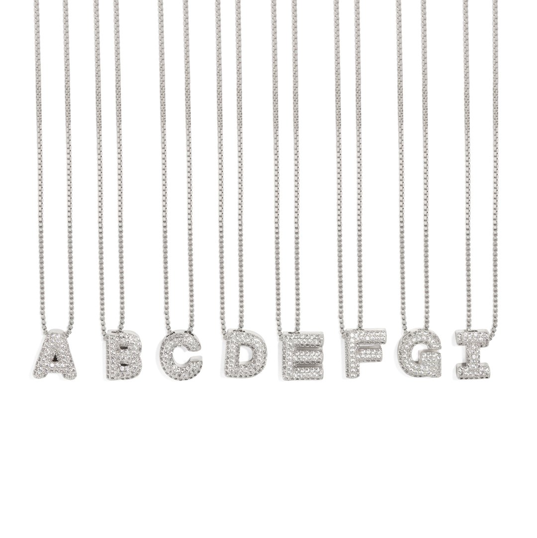 LUMINOUS SILVER LETTER NECKLACE - COLLARES - Malandra Jewelry - XIC18.A - MN3186 - AS