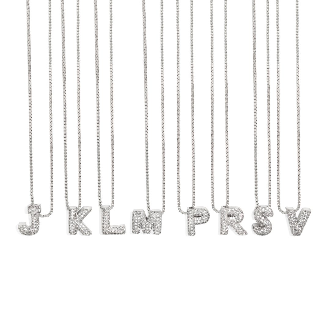 LUMINOUS SILVER LETTER NECKLACE - COLLARES - Malandra Jewelry - XIC18.A - MN3186 - AS