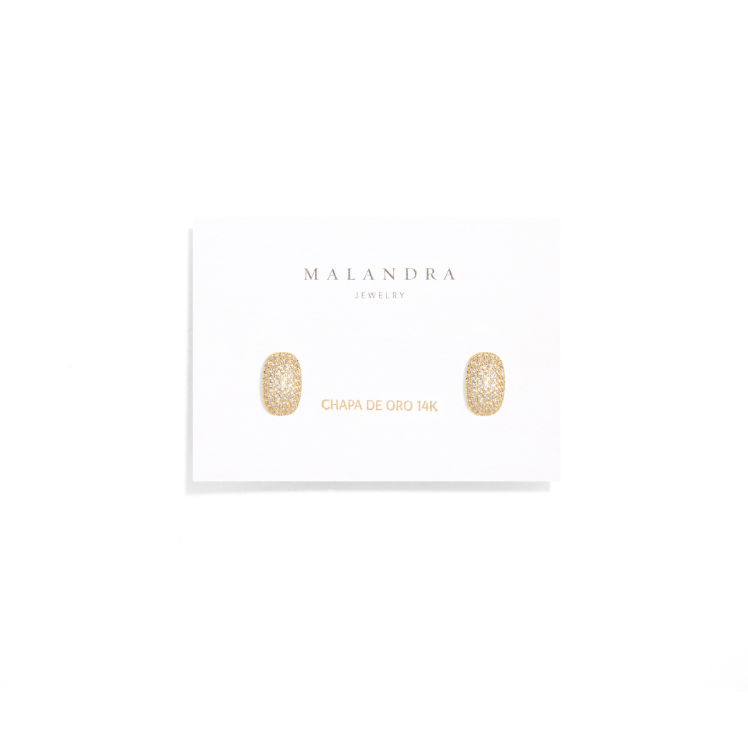 LUX CUSHION GOLDEN EARRINGS - ARETES - Malandra Jewelry - ZWA38 - QX02672Yt