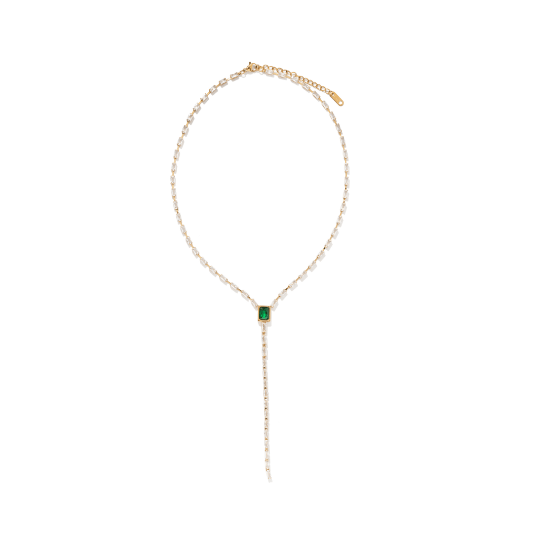 LUX GREEN LARIAT NECKLACE - COLLARES - Malandra Jewelry - EUWC389-JDN0306027-GN-1