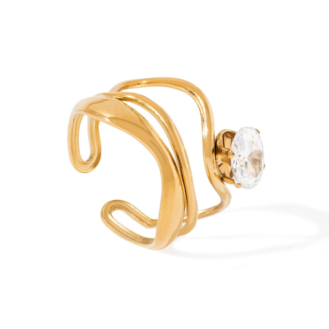LUX WAVES ZIRCONIA RING - ANILLOS - Malandra Jewelry - EUWR425-JDR0104027