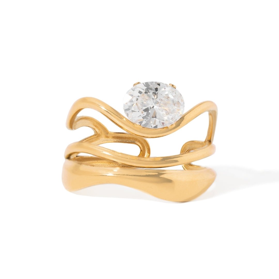 LUX WAVES ZIRCONIA RING - ANILLOS - Malandra Jewelry - EUWR425-JDR0104027