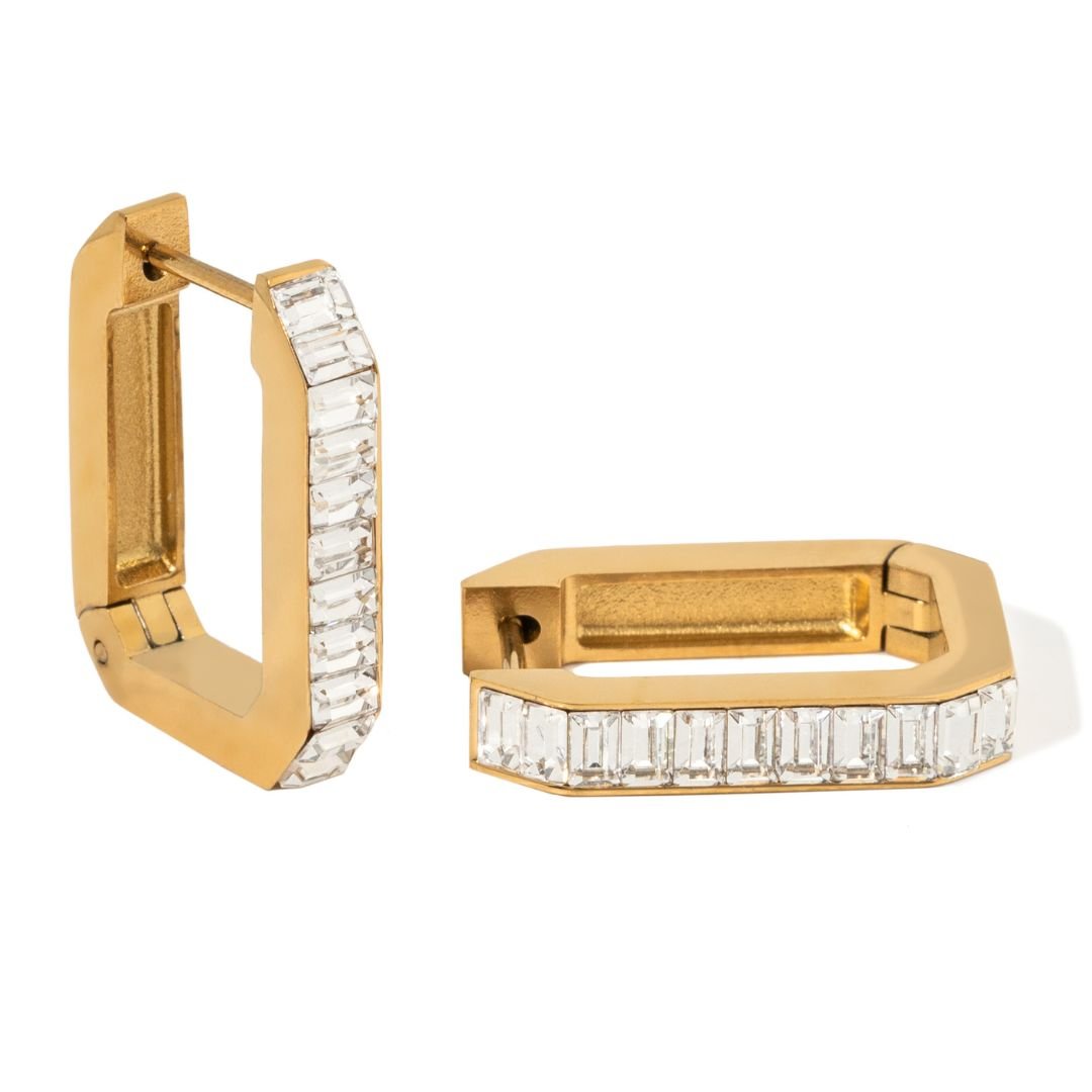 LUXE BAGUETTE ZIRCONIA HOOPS - ARETES - Malandra Jewelry - EUWA495-JDE0310012