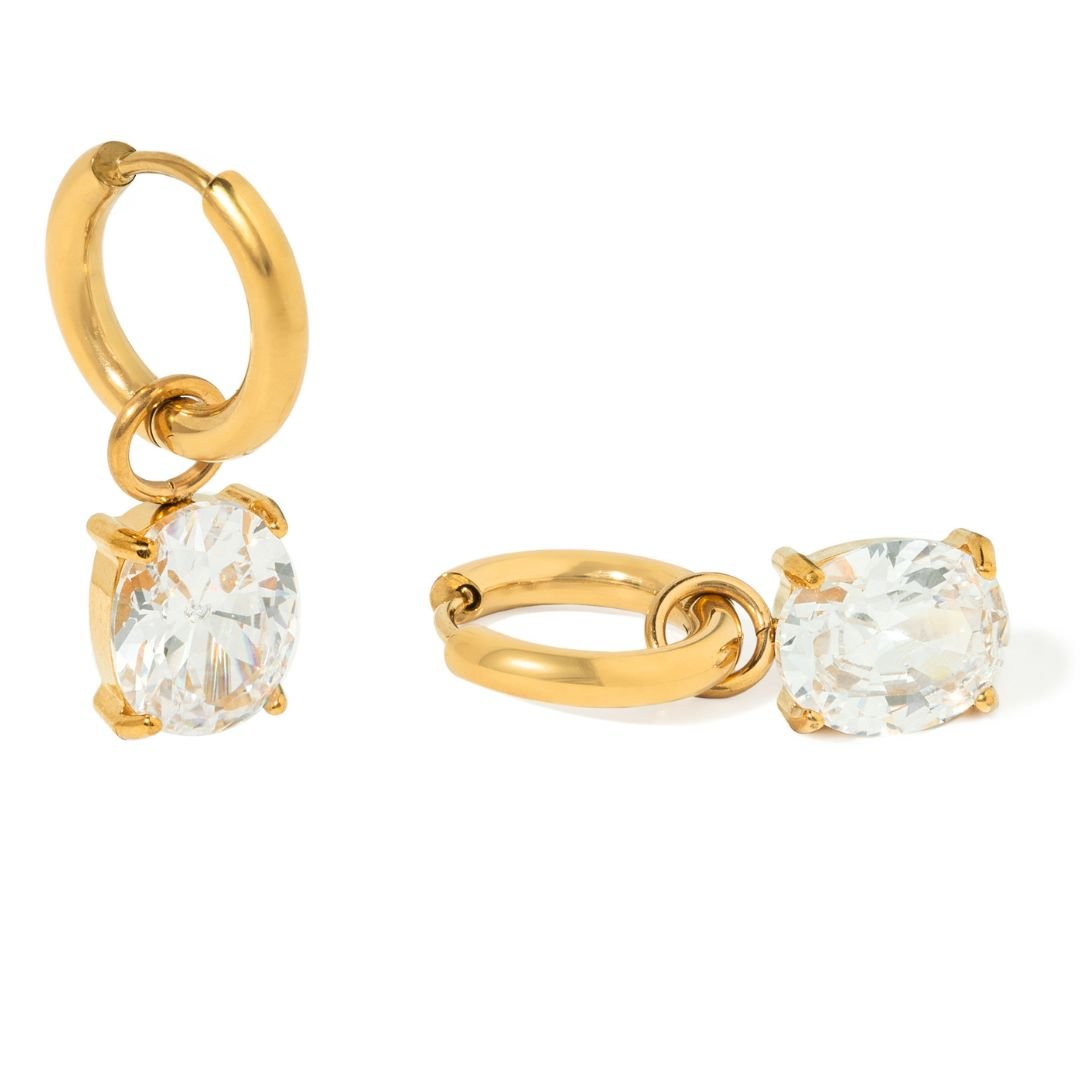 LUXE OVAL DROP HOOPS - ARETES - Malandra Jewelry - EUWA476-JDE0312244-4