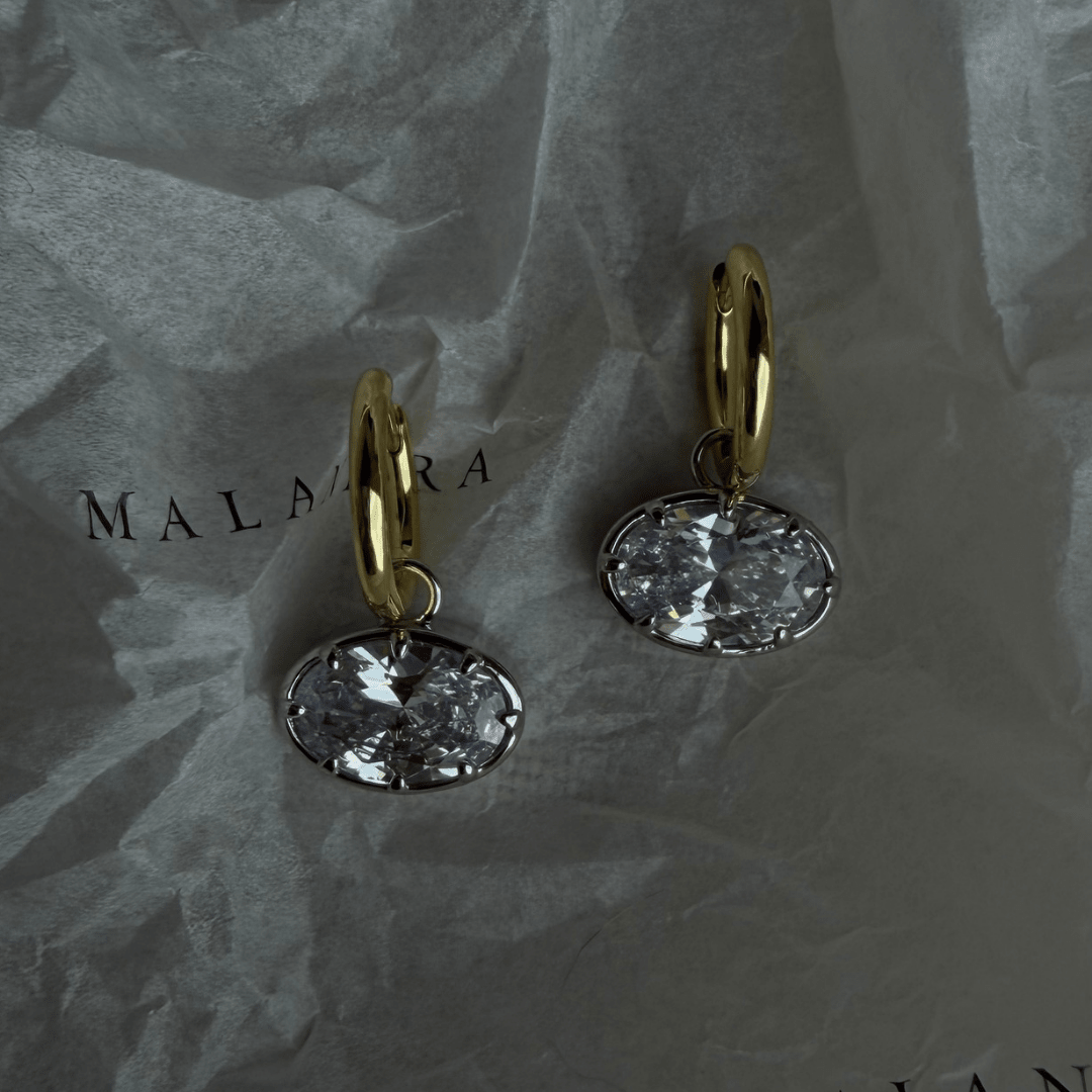 Luxe Oval Glow Hoops - ARETES - Malandra Jewelry - LGA32-E-D15060