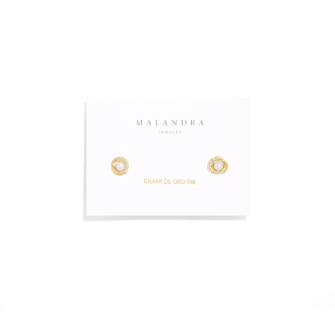 LUXE PEARL ORBIT EARRINGS - ARETES - Malandra Jewelry - ZWA4 - QX02592CY