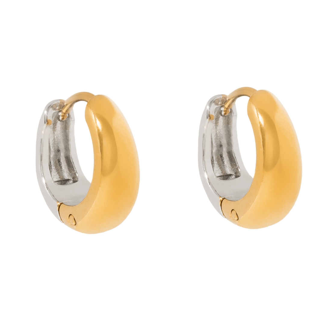 LUXE SILVER & GOLD HOOPS - ARETES - Malandra Jewelry - EUWA534-JDE2407021-PS