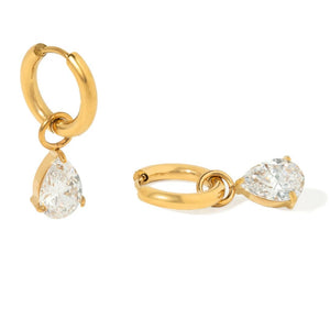 LUXE TEARDROP HOOPS - ARETES - Malandra Jewelry - EUWA477-JDE0312244-3