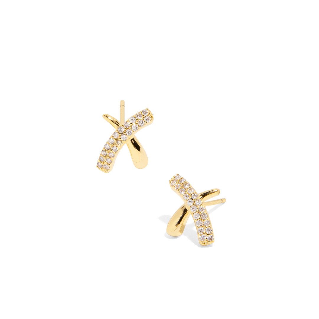 LUXURY CROSS GOLD EARRINGS - ARETES - Malandra Jewelry - ZWA56 - QX01195Y
