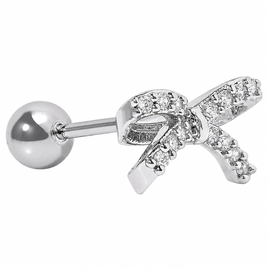 MAJESTIC BOW SILVER PIERCING - ARETES - Malandra Jewelry - ZTA28.P-EGD1572
